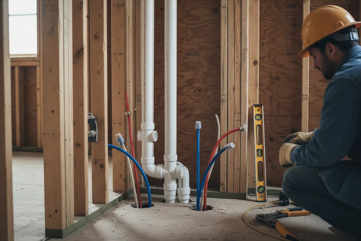 Drain and supply rough-in during Sump Pump Repair in Schoharie