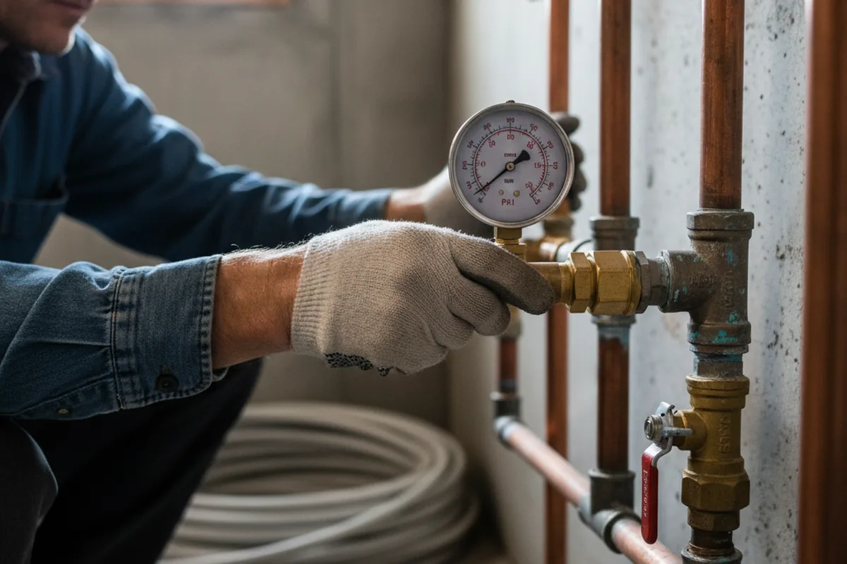 Pressure testing a repaired line during Water Line Repair in Schoharie